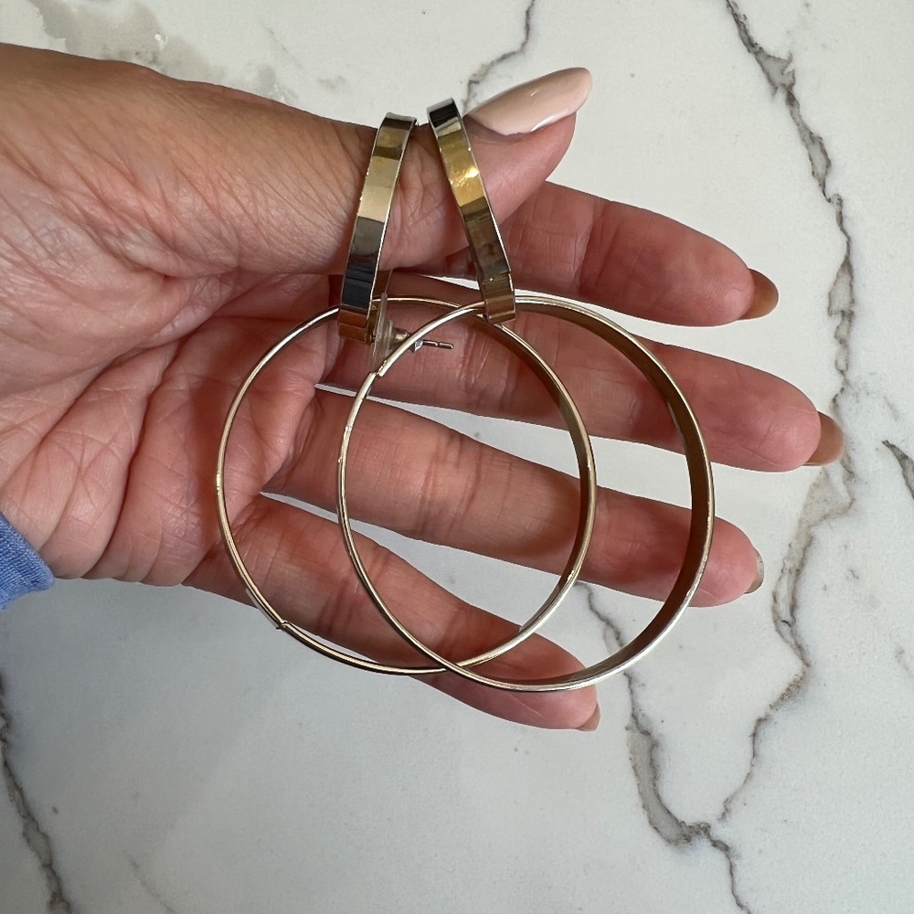 Gold tone double hoop earrings